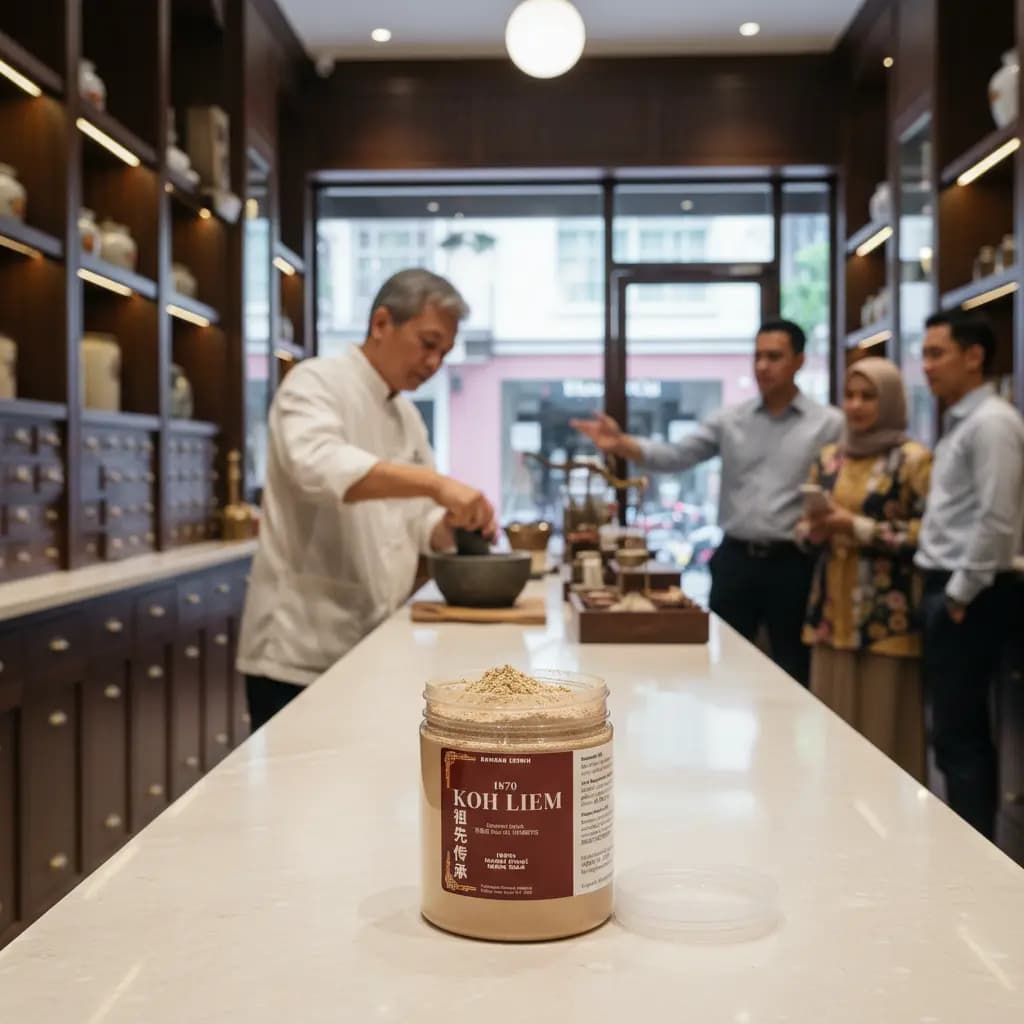 Sinshe Koh Liem sedang meracik herbal untuk pasien diabetes